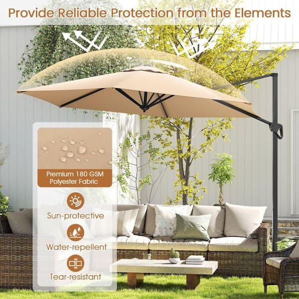 if collection - 9 ft. cantilever patio umbrella w/weight bas JZAC & QZYD 9x9 FT Outdoor with Base & Solar LED Additionally the triangular structure at the top makes the umbrella more windproof Costway 9 ft Cantilever Patio