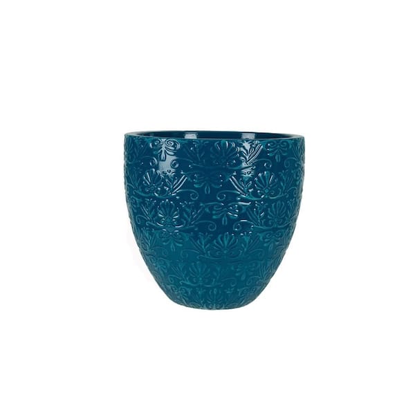 Aurelia Medium Blue Pantina Decorative High-Density Resin Planter (12 in. L x 12 in. W x 10.4 in. H)