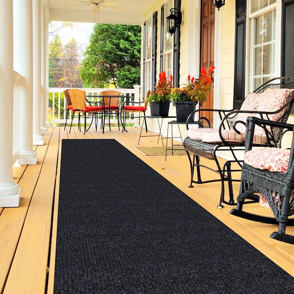 Sweet Home Stores Ribbed Waterproof Non-Slip Rubberback 3x5 Entryway Mat, 2 ft. 7 in. x 4 ft., Black, Polyester Garage Flooring
