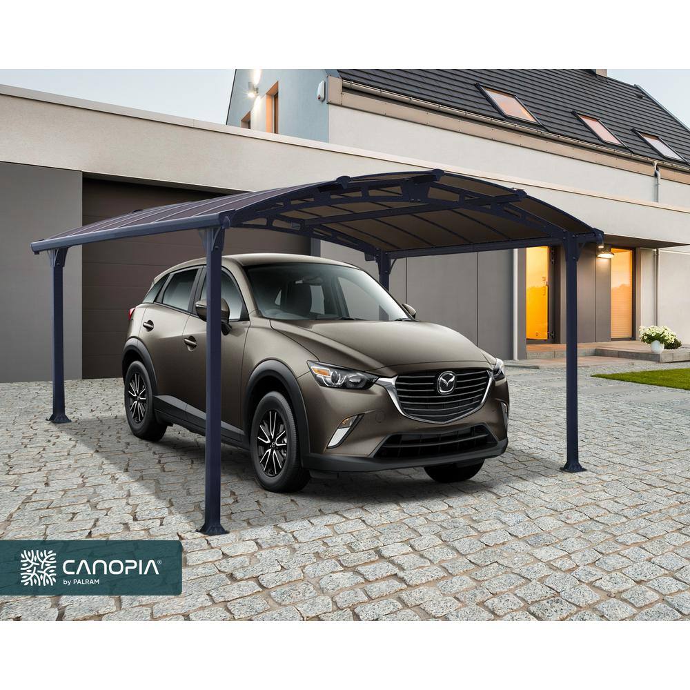 Arcadia 12' x 14' Gray Polycarbonate and Metal Carport Kit