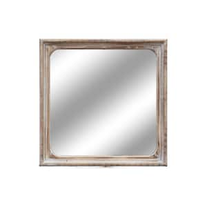 Brown 23.6 in. W x 23.6 in. H Farmhouse Square Wood Framed Mirror