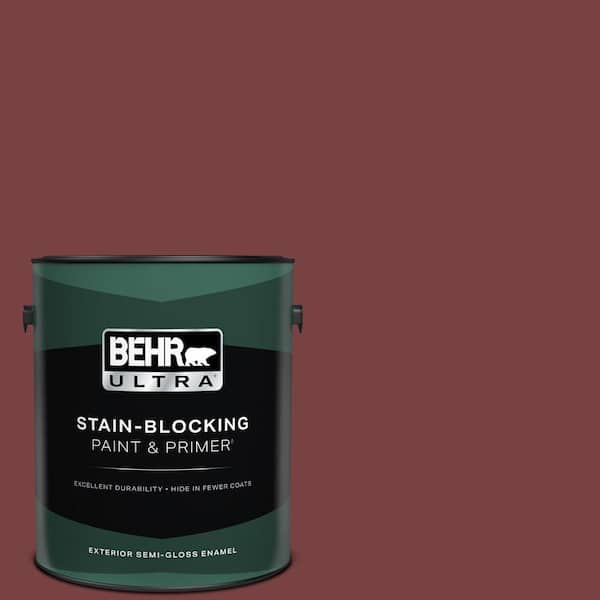 BEHR ULTRA 1 gal. #PPF-01 Tile Red Semi-Gloss Enamel Exterior Paint & Primer