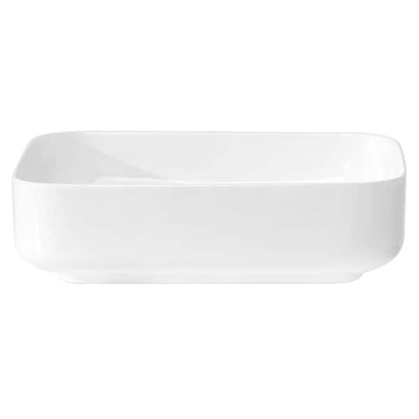 Tahanbath White Ceramic Rectangular Vessel Bathroom Sink 20 in. x 15 in.