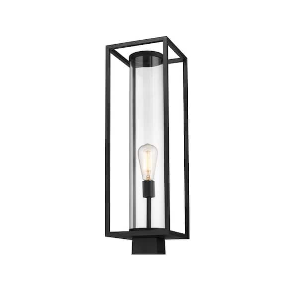 Unbranded Dunbroch 1-Light Black 26 in. Aluminum Hardwired Outdoor Weather Resistant Post Light Round Fitter with No Bulb Included