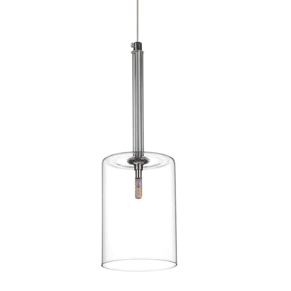 LamQee 1-Light Clear Cylinder Pendant Light with Glass Shade