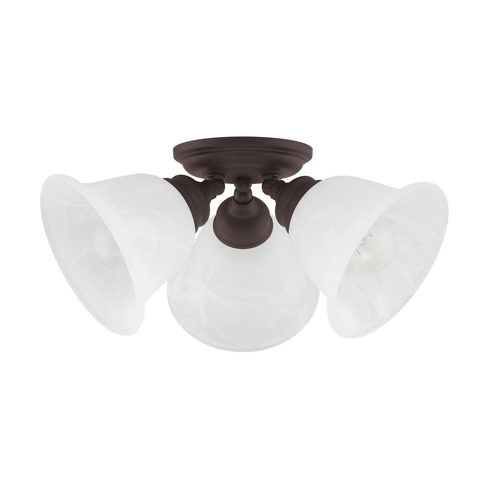 Elegant Essex Bronze 3-Light Ceiling Mount with Alabaster Glass