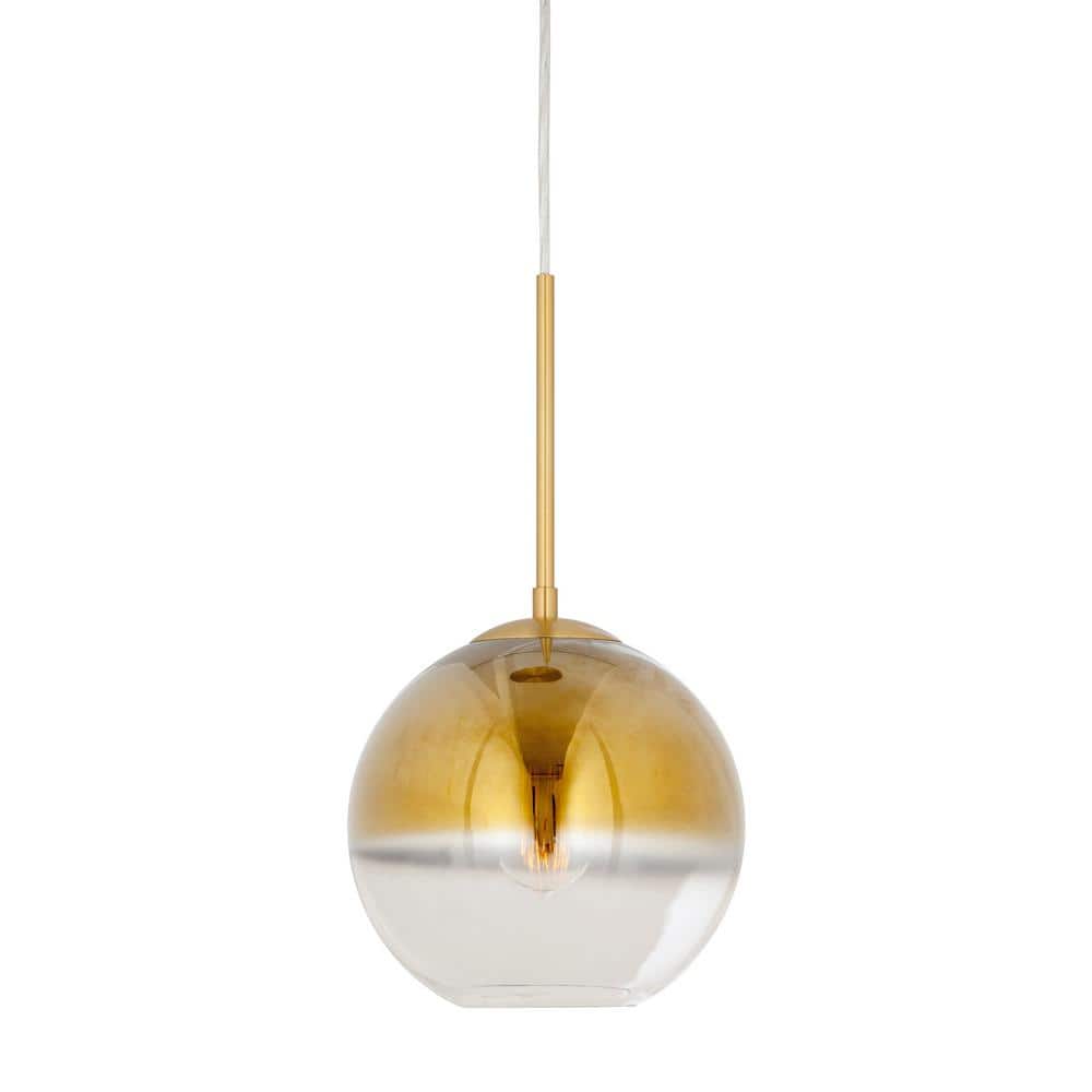 Soft Gold Ombre Globe Glass Pendant - 20" Transitional Elegance