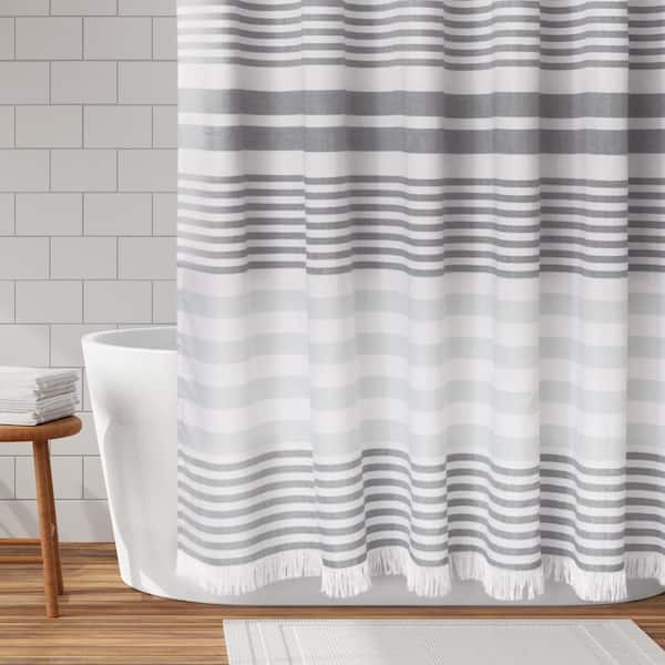  Hotel Balfour Premium Quality Fabric Shower Curtain Luxury  Turkey Modern Home Bathroom Decor Bathtub Privacy Screen Fringe at Bottom  100% Cotton 72 x 72 (Checkered White & Gray) : Home 
