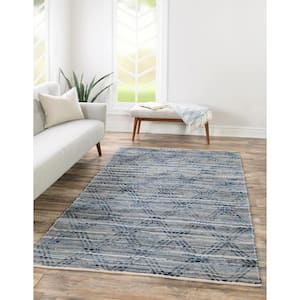 Chindi Cotton Sally Denim blue 5 ft. 1 in. x 8 ft. Area Rug