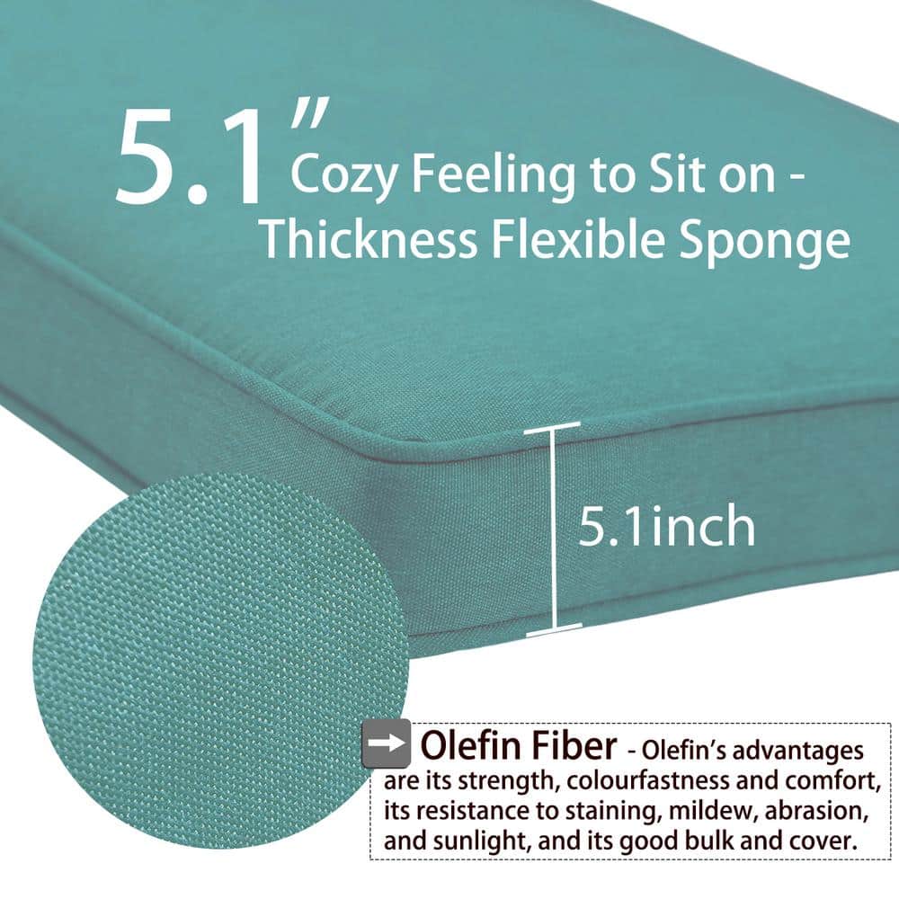 Aoodor Teal Outdoor Deep Seat Cushion Set with Floral Pillows