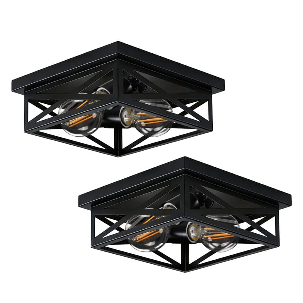 2-Pack 2-Light Matte Black Hallway Kitchen Ceiling Light,Vintage Farmhouse Flush Mount Ceiling Light Fixtures price history on PriceWatchPro