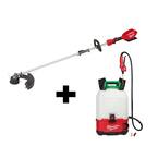 M18 18-Volt Lithium-Ion Cordless Switch Tank Backpack Pesticide Sprayer and FUEL QUIK-LOK String Grass Trimmer Combo Kit