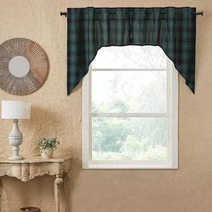 Pine Grove 36 in. L Light Filtering Swag Valance in Pine Green Soft Black Pair