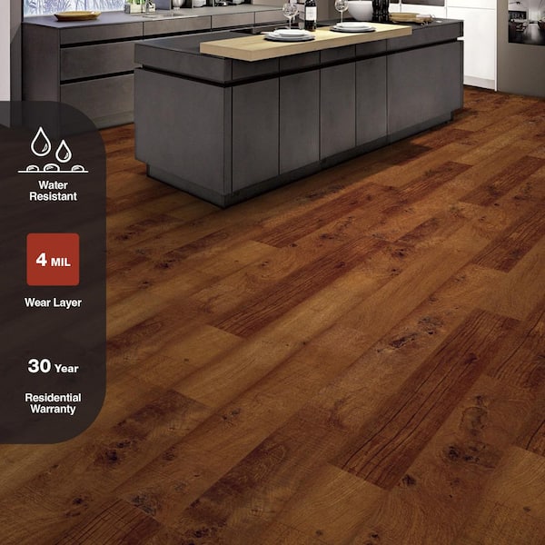 Walnut Ember Java 4 MIL x 6 in. W x 36 in. L Peel and Stick Water Resistant Luxury Vinyl Plank Flooring (36 sqft/case)