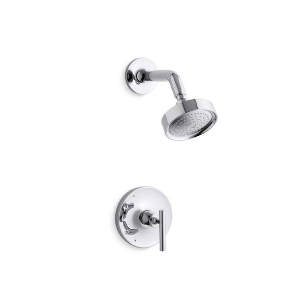KOHLER Purist 1-Spray Patterns with 2.5 GPM 4 in. Wall Mount Fixed Shower Head in Matte Black