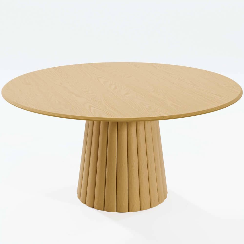 7 Piece Modern Round Natural Wood Top 60 in. Pedestal Base Dining Table Seats 6 price history on PriceWatchPro
