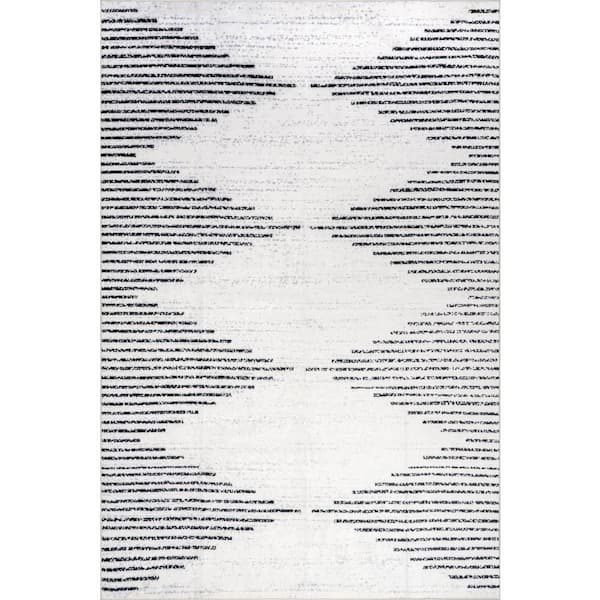 Yori Diamond SplashGuard Machine Washable Area White 6 ft. x 6 ft. Indoor Square Rug