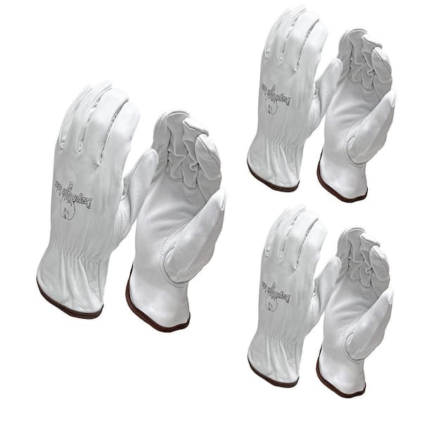 Dragon Slayer XX-Large White Keystone Thumb, Elastic Wrist Premium Goat Grain Leather Work Glove, Welding Glove 3-Pair
