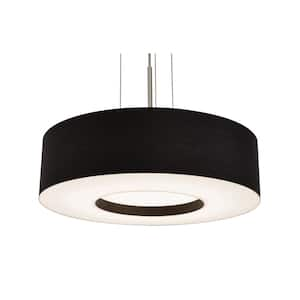 Montclair 25-Watt Integrated LED Satin Nickel Pendant with Black Shade