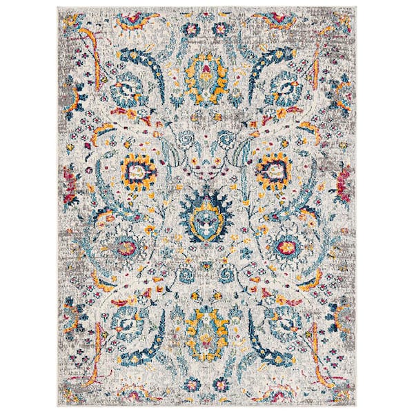 Montana 8 x 10 Ivory/Orange Botanical Pattern Area Rug for High Traffic Living Room Dining Room Bedroom