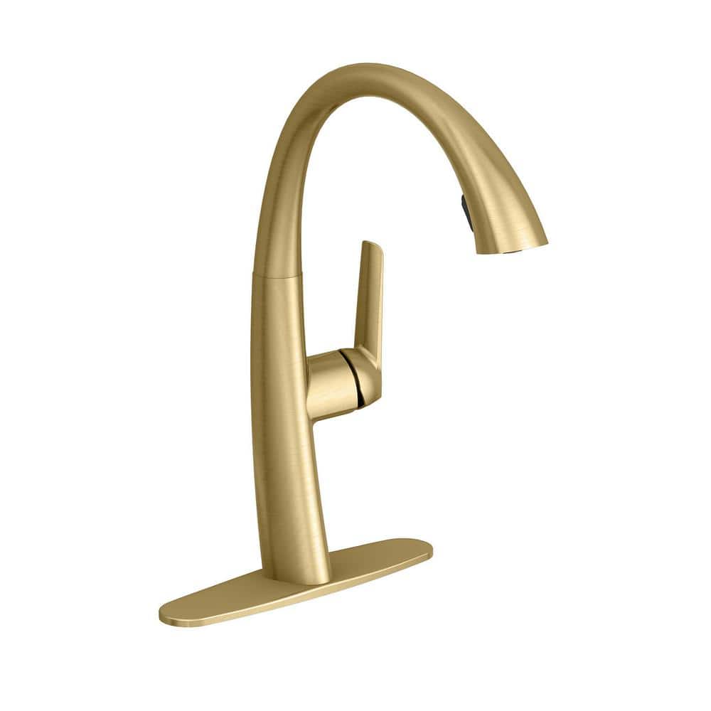 Deveral Single-Handle Pull Down Sprayer Kitchen Faucet in Matte Gold price history on PriceWatchPro