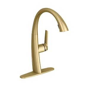 Deveral Single-Handle Pull Down Sprayer Kitchen Faucet in Matte Gold