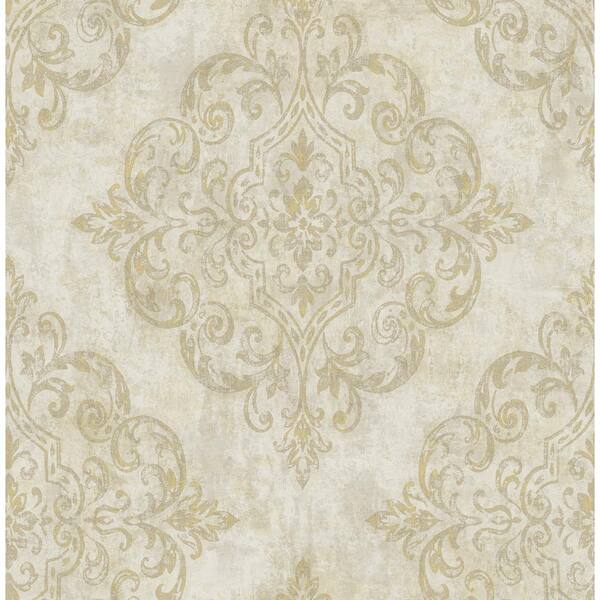 Seabrook Designs Atelier Damask Metallic Gold and Light Taupe Paper ...