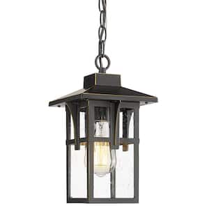 1-Light Black Outdoor Pendant Outdoor Chandelier Light Hanging Light For Porch Gazebo Entry with Height Adjustable Chain