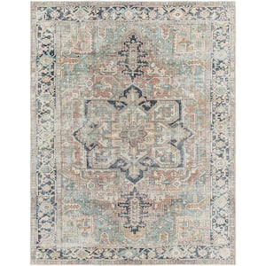 Jillian Green 5 ft. x 7 ft. Traditional Indoor Machine-Washable Area Rug