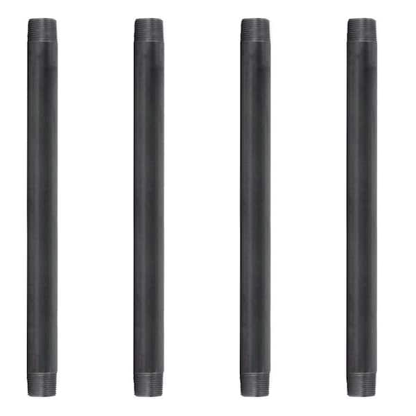 PIPE DECOR 1 in. x 16 in. Black Industrial Steel Grey Plumbing Pipe (4-Pack)