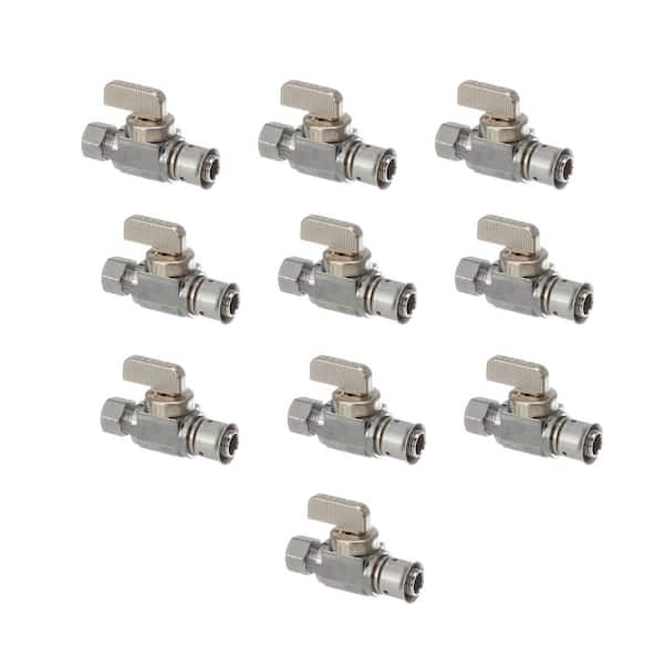 Viega PureFlow 1/2 in. x 1/4 in. Press Zero Lead Nickel-Plated Brass Stop Valve Straight (10-Pack)