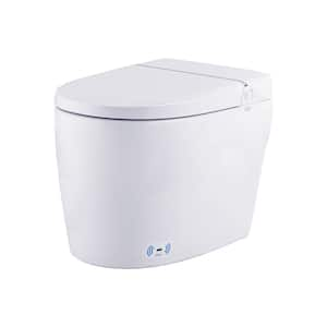 Elongated Smart Bidet Toilet 1.28 GPF in White with Auto Open, Auto Close, Auto Flush, Heated Seat and Remote