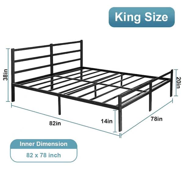 Lusimo Black King Platform Bed Frame, What Is The Width Of A King Bed Frame