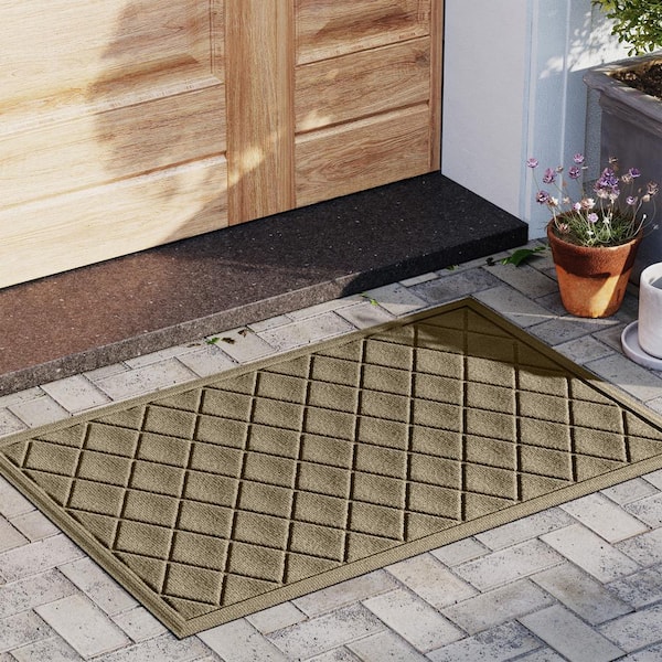 Waterhog Argyle Camel 23 in. x 35 in. PET Polyester Indoor Outdoor Door Mat