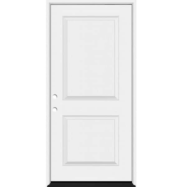 Steves & Sons Legacy 36 in. x 80 in. 2P Squaretop Shaker RHIS Unfinished White Fiberglass Prehung Front Door w/4-9/16 Jamb