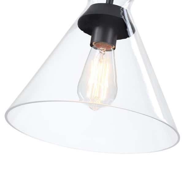 Hukoro 1-Light 11.3 in. Matte Black Mini Pendant Light with Clear