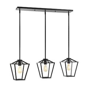 Grace 36.5 in. 3-Light Industrial Farmhouse Iron Linear LED Pendant, Oil Rubbed Bronze