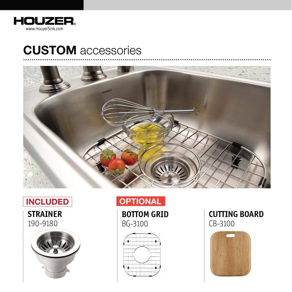 Houzer 23'' Stainless Steel Topmount Single Bowl Bar Sink
