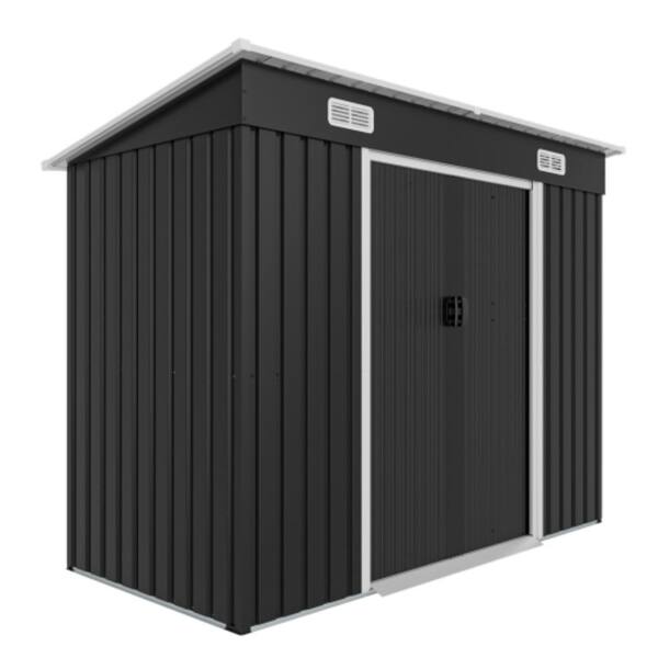 Sterbend ブラックメタル black l Ridstar 8 ft. W x 4 ft. D Metal Shed with Lock Hole, Air Vents
