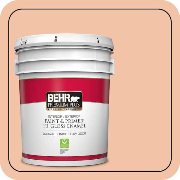 BEHR PREMIUM PLUS 5 gal. Home Decorators Collection #HDC-FL13-4 Pumpkin Mousse Hi-Gloss Enamel Interior/Exterior Paint & Primer