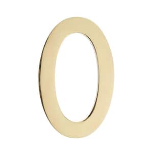 4 in. Polished Brass Floating House Number 0