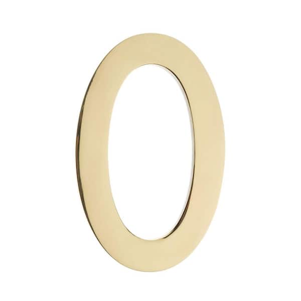 Architectural Mailboxes 4 in. Polished Brass Floating House Number 0