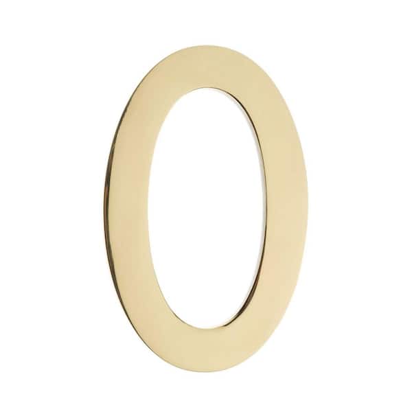 Architectural Mailboxes 5 in. Polished Brass House Number 0