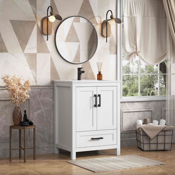 ジェニーハウス DELUXE DL LIVING Vivi 25 in.W Single Sink White Freestanding Bath