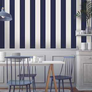Mini Stripes Navy Peel and Stick Wallpaper (Covers 6.8 sq. ft.)