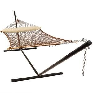 15 ft. Rope Hammock with Hammock Stand in Brown
