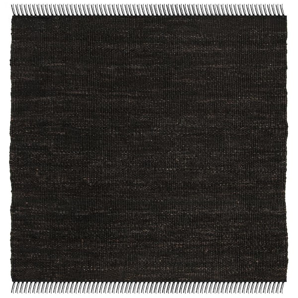 SAFAVIEH Natural Fiber Black 4 ft. x 4 ft. Square Solid Area Rug