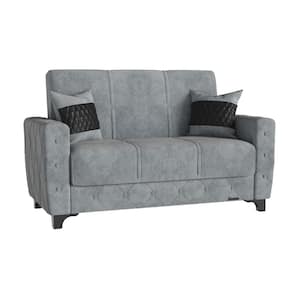 Shah Collection Convertible 62 in. Grey Suede 2-Seater Loveseat with Storage