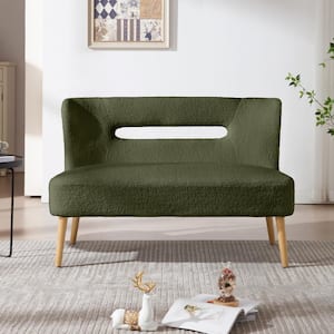 46.5 in. W Green Velvet Upholstered Open Back 2-Seater Loveseat Sofa with Solid Wood Legs