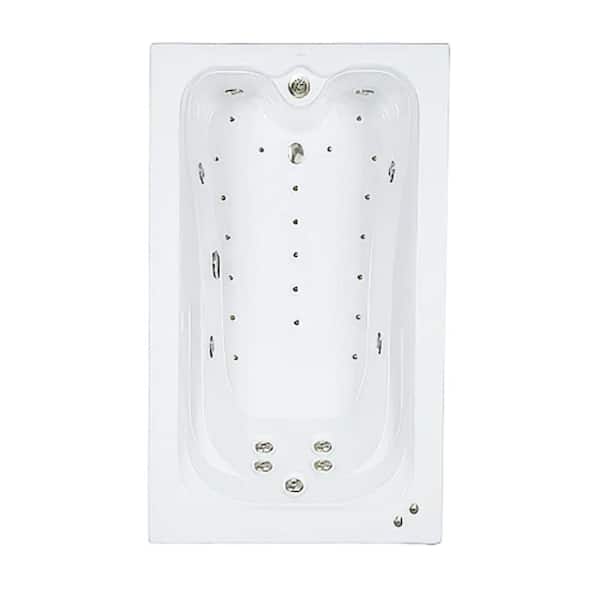 Comfortflo Premier 60 in. x 42 in. Acrylic Rectangular Drop-in Whirlpool and Air Bathtub with Reversible Drain in Biscuit